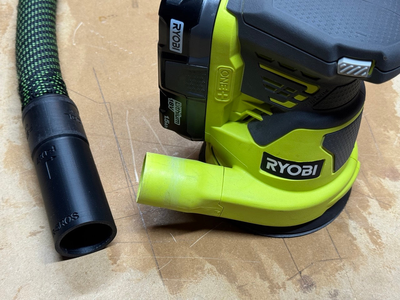 Festool Locking D27 Hose Adapter for Ryobi P411 5 Inch Random Orbit Sander