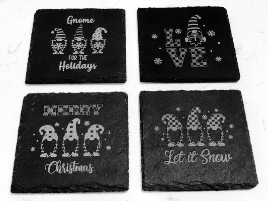 Christmas Gnomes Set 1 Collection Slate Coasters