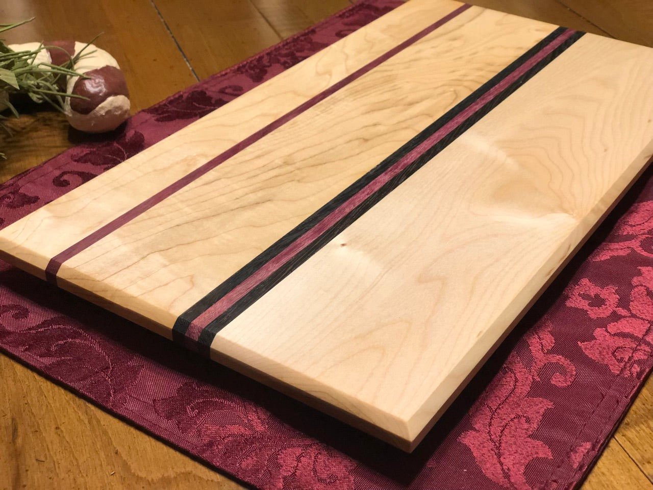 Charcuterie Board - Maple with Wenge and Purple Heart Strips