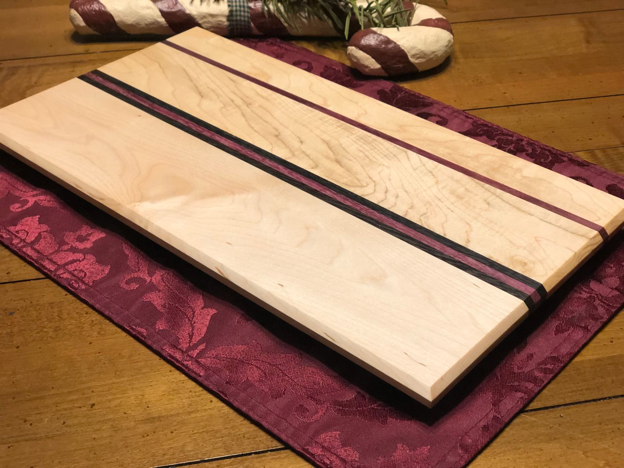 Charcuterie Board - Maple with Wenge and Purple Heart Strips