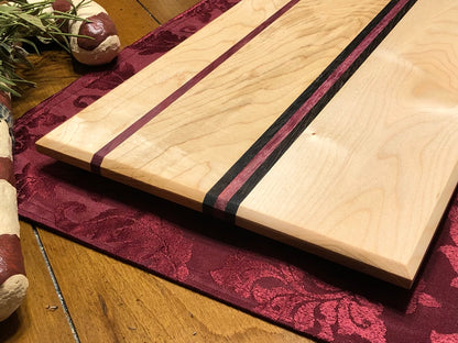 Charcuterie Board - Maple with Wenge and Purple Heart Strips