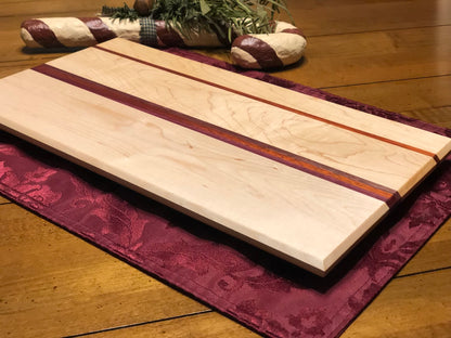 Charcuterie Board - Maple with Purple Heart and Padauk Strips