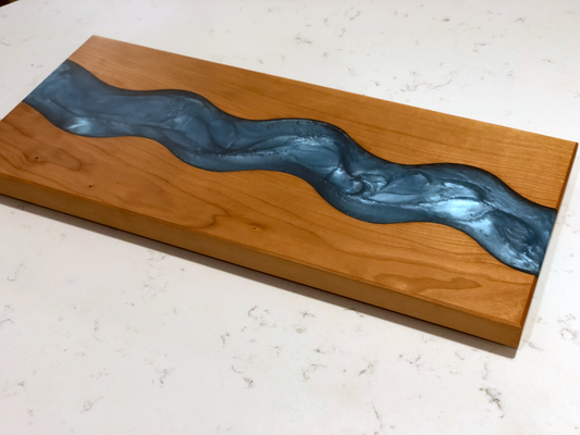 Blue River Epoxy Resin Cherry Wood Serving Board