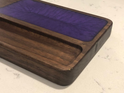 Walnut and Purple Epoxy Catch All Valet Tray