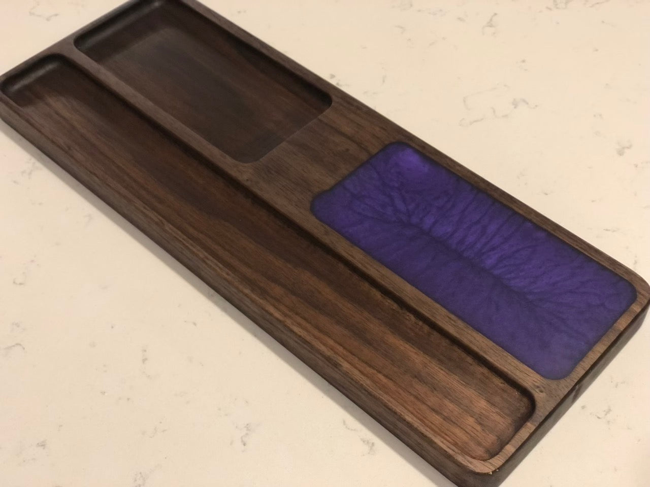 Walnut and Purple Epoxy Catch All Valet Tray