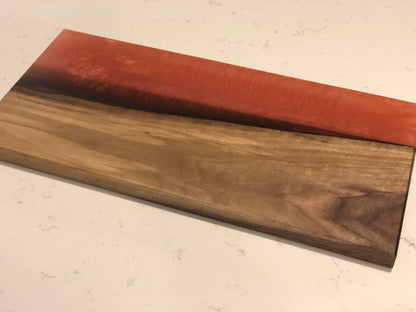 Walnut Hardwood and Light Magenta Epoxy Resin Serving Board