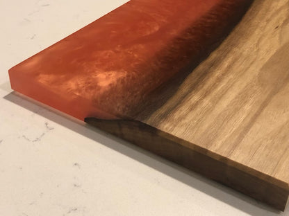 Walnut Hardwood and Light Magenta Epoxy Resin Serving Board