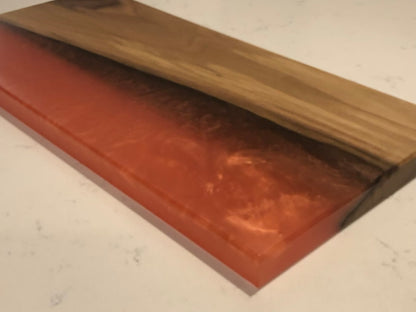 Walnut Hardwood and Light Magenta Epoxy Resin Serving Board