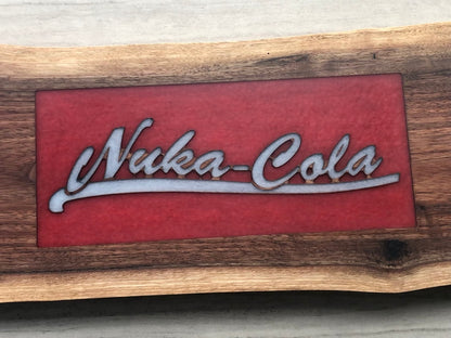 Nuka Cola Epoxy Resin Inlay and Live Edge Walnut Serving Board with Handles