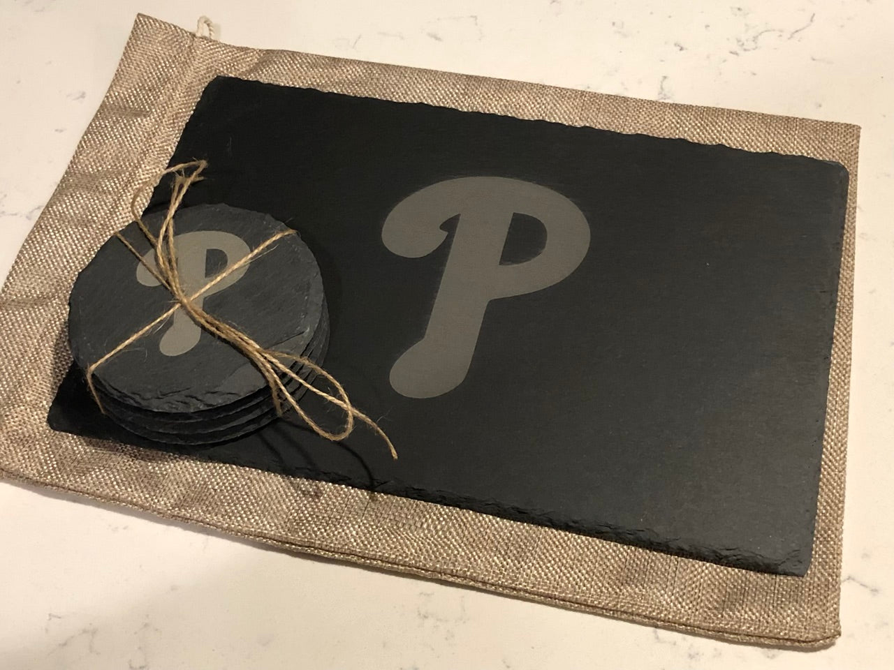 Phillies Slate Serving Tray and Four Coaster Gift Set