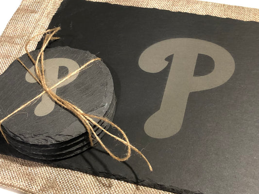 Phillies Slate Serving Tray and Four Coaster Gift Set