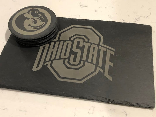 Ohio State Slate Serving Tray and Four Coaster Gift Set